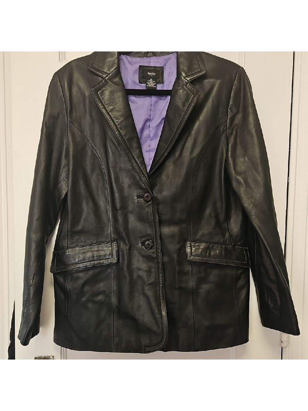 Vintage Mossimo Women's Black Leather Jacket Size Medium